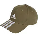 Adidas Unisex 3-Stripes Cotton Twill Baseball Cap, Olive Strata/White, L