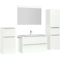 Nobilia nobilia® Badmöbel-Set Levere, (4-St., vormontiert, mit Soft-Close), Hochglanz,