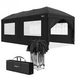 Zelsius Faltbarer Pavillon 3x6 m mit Seitenwänden | Schwarz | Pop-Up Faltpavillon UV30, Gartenzelt faltbar, Klapp Partyzelt mit Seitenwänden | Unterstand für Garten, Sonnenschutz, Gartenpavillon