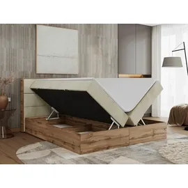 MKS Meble MKS Boxbett, Beige, Textil, 2-Sitzer, H3, 7-Zonen, Rechteckig, 180x200 cm, Schlafzimmer, Betten, Boxspringbetten