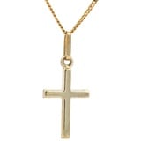 HOPLO Kreuzanhänger Anhänger Kreuz 585 Gold mit massiver Goldkette 1,1 mm, Made in Germany 40 cm