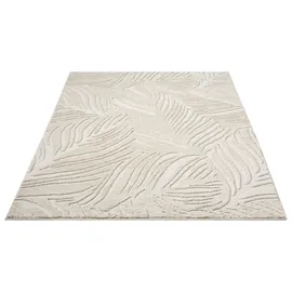 OTTO home Teppich OTTO HOME "Samia, Hoch-Tief-Struktur", creme, B:200cm H:19mm L:300cm, Kunstfaser, Teppiche, Teppich, leichter Glanz, Floral, Blätter, Modern, Wohnzimmer, Schlafzimmer