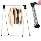 CEWROM Kleiderständer Klappbar Tragbarer, Ausziehbarer Kleiderstänge, Verstellbarer Reise kleiderständer,Wäscheständer Klein Klappbar aus Edelstahl für Reisen, Tanz, Camping, Wäsche, Wandern