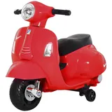 Homcom Vespa Elektromotorrad Kindermotorrad Elektrofahrzeug 18-36 Monate 3 km/h LED-Licht Sound PP-kunststoff Metall Rot