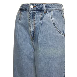 Buffalo Relax-fit-Jeans "in modischem Crop-Design", Damen, Gr. 36, N-Gr, blau (blau, washed), Denim/Jeans, Obermaterial: 100% Baumwolle, unifarben, figurumspielend knöchelfrei, Jeans, in High-Waist-Form mit Bundfalten, verkürzte Länge, Sommerhose, Topseller