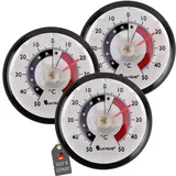 Lantelme 3 Stück Kühlschrankthermometer Set selbstklebend Thermometer auch für Gefrierschrank Eisfach Kühltheke Kühlzelle Kühlfach Kühlschrank zum ankleben Bimetall und Analog (Schwarz)