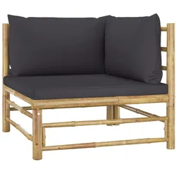 vidaXL Garten-Ecksofa mit Dunkelgrauen Kissen Bambus