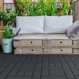 ECD Germany WPC Terrassenfliesen Anthrazit 30 x 30 cm 33 St.