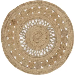 Teppich CARPETFINE "Juteteppich Ella", beige (natur), B:150cm H:5mm Ø:150cm, Jute, Teppiche