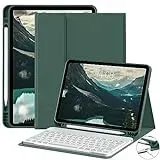 JKSML Tastatur Hülle für iPad 10 Generation 10,9 Zoll 2022, iPad 10. Gen Tastatur Hülle mit Pencil Halter, Soft TPU Rückseite Gehäuse, Bluetooth QWERTZ Tastatur, Auto Schlafen/Wecken, Dunkelgrün