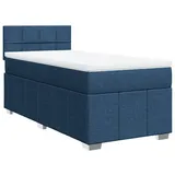 vidaXL Boxspringbett mit Matratze Blau 100x200 cm Stoff