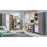 99rooms Jugendzimmer-Set Wersum Anthrazit Weiß Eiche Riviera, (Komplettset, Set (6-St), 6-teilig, Spanplatte, variabel stellbar, Modern Design, für Kinder weiß