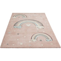 Lüttenhütt Kinderteppich »Regenbogen«, rechteckig, Kurzflor-Teppich, weiche Haptik, ideale Teppiche fürs Kinderzimmer, rosa