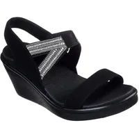 Skechers Damen Rumble ON Chart Topper Slingback Sandalen, Black Mitobuck/Metal/Clear Rhinestone, 41 EU