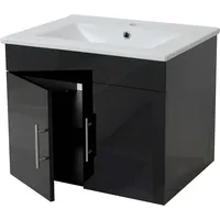 Mendler Waschbecken + Unterschrank HWC-D16, Waschbecken Waschtisch, MVG-zertifiziert, hochglanz