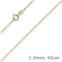 Schmuck Krone Goldkette 1,2mm Ankerkette diamantiert aus 585 Gelbgold 42cm, Gold 585 goldfarben