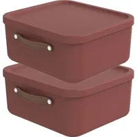 Rotho 2er-Set Aufbewahrungsbox mit Deckel 20 l, Kunststoff, rot,