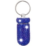 Wooauto Strass Schlüsselanhänger Pillendose Reisen Mini Tragbare kleine Pillenbox Aluminiumlegierung Tablettendose für Unterwegs, Wasserdichte Pillenhalter Schlüsselringfür Outdoor Camping,Dunkelblau