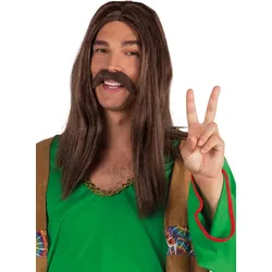 Brauner Hippie Schnurrbart Holger - OS