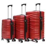 Rungassi Kofferset Rungassi Hartschalenkoffer Trolley Reisekoffer Koffer Set CF-ABS04 rot, (Set bestehend aus 3 Koffern (Höhe: 55/65/75 cm) rot