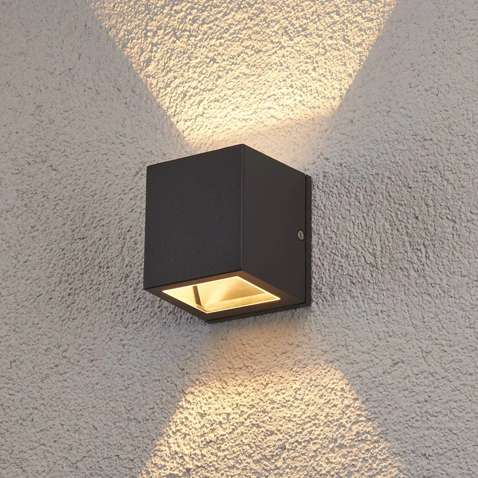 Aussenwandleuchte Maurice Lucande, dimmbar, schwarz, Aluminium, Modern, Wandleuchte außen - 10 cm - 9 cm - 9 cm