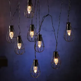MARELIDA Lichterkette Metall 1,5m 8 Gitterlampen schwarz