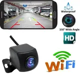 VehicleKit Drahtlose Rückfahrkamera HD WIFI Rückfahrkamera für Auto, Fahrzeuge, WiFi Rückfahrkamera mit Nacht schwarz