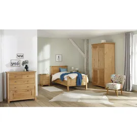 Home Affaire Kleiderschrank »Rauna, mit Lamellen und Kassetten, klassischer Landhausstil, rustikal«, (2 Breiten: 113/159 cm H/T ca. 195/60 cm), massive Kiefer, Metallgriffe, mehrere Varianten, zeitloses Design
