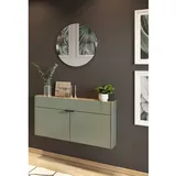 Lomadox - Garderobe Flurgarderobe schmal in grün mit Eiche ABERDEEN-01 modern 2-teilig mit Schuhschrank und Spiegel