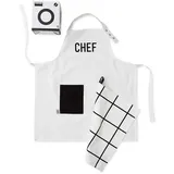 Design Letters - Kinderschürze und Trockentuch Set - Baumwolle, Weiß, einheitsgröße, 20204001WHITE