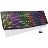TECURS Tastatur Kabellose Gaming - Leise Tastatur QWERTZ Beleuchtet