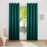 my home Vorhang MY HOME "Sola" Gardinen Gr. 245 cm, Ösen, 130 cm, grün (darkgreen) Ösen