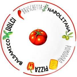 Mambocat 2er Set Pizzateller Weiß mit Dekor Ø 31cm - 1x Grün & 1x Rot - 27020533