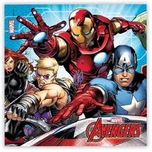 Procos - Papier-Servietten Mighty Avengers, 20 Stück, Größe 33 x 33 cm, 2-lagige Motiv-Servietten, Mundtuch, Party-Geschirr, Geburtstag, Mottoparty