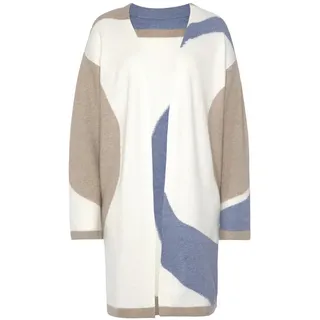 LASCANA Longstrickjacke Damen creme-beige-blau Gr.40/42