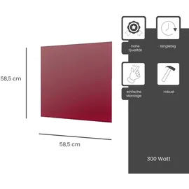 Fenix Infrarotheizung ECOSUN Glasheizung 300W 58,5 x 58,5 x 3,9cm), Weinrot