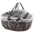 Kobolo Weidenkorb Einkaufskorb oval mit Klapphenkeln und Textil 33 x 40 x 20 cm grau