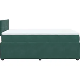 vidaXL Boxspringbett mit Matratze Dunkelgrün 120x200 cm Samt - Grün
