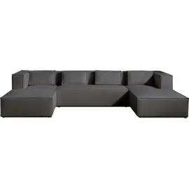 lisa design Stella Wohnlandschaft aus Cord 7-sitzer moderner Stil Dunkelgrau