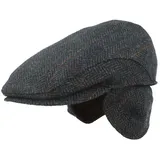 Breiter Schiebermütze Flatcap/Ohrenklappen Fischgrät-Karo-Mix blau 62