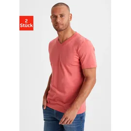 KangaROOS T-Shirt "Regular Fit", Jungen, Gr. XL (56/58), orange (koralle, gelb), Jersey, Obermaterial: 100% Baumwolle, unifarben, Basic, regular fit normal, V-Ausschnitt, abgesteppte Kante, Shirts T-Shirt, Freizeitshirt mit Kurzarm, V-Ausschnitt aus reine Baumwolle