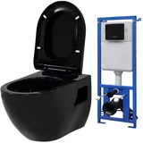 vidaXL Hänge-Toilette mit Unterputzspülkasten Keramik Schwarz
