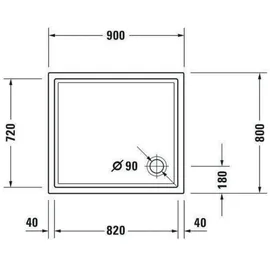 Duravit Rechteck-Duschwanne Starck Slimline 90x80x4,5cm, Antislip, weiß