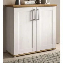inn.furn Kommode Sideboard 95 x 92 cm Weiß / Naturbelassen
