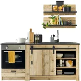 furn.design Küchenzeile Stove 196 cm Used Wood hell und anthrazit