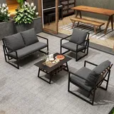 stilvora Gartenlounge Set 4-tlg. Schwarz