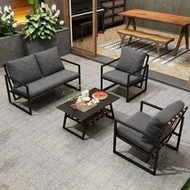 stilvora Gartenlounge Set 4-tlg. Schwarz