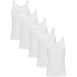 TupTam Unterhemden Jungen – 5er Pack Ärmellose Kinder Unterhemden, Baumwolle, Bequem & Atmungsaktiv, Farbe: weiß, Größe: 140-146 - 140-146