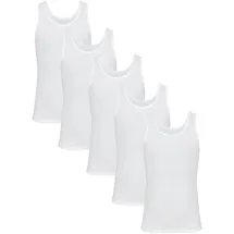 TupTam Unterhemden Jungen – 5er Pack Ärmellose Kinder Unterhemden, Baumwolle, Bequem & Atmungsaktiv, Farbe: weiß, Größe: 140-146 - 140-146