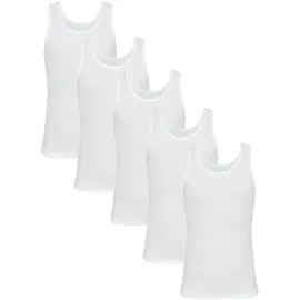 TupTam Unterhemden Jungen – 5er Pack Ärmellose Kinder Unterhemden, Baumwolle, Bequem & Atmungsaktiv, Farbe: weiß, Größe: 140-146 - 140-146